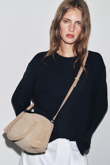 SPLIT SUEDE BOWLING BAG - Ecru by Zara - Image 0