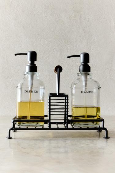 DOUBLE KITCHEN DISPENSER WITH STAND - Steel by Zara