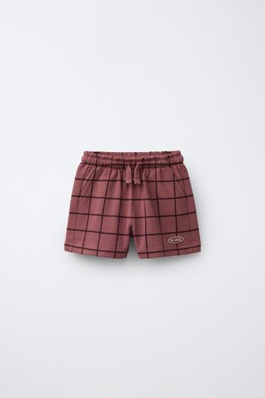 CHECK PRINT BERMUDA SHORTS - Burgundy by Zara