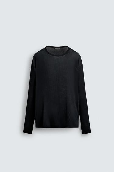 LIGHTWEIGHT LYOCELL - COTTON T-SHIRT - Black by Zara