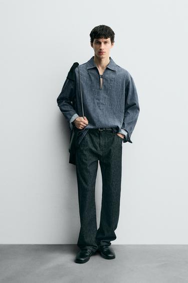 WASHED DENIM OVERSHIRT - Blue by Zara - Image 0