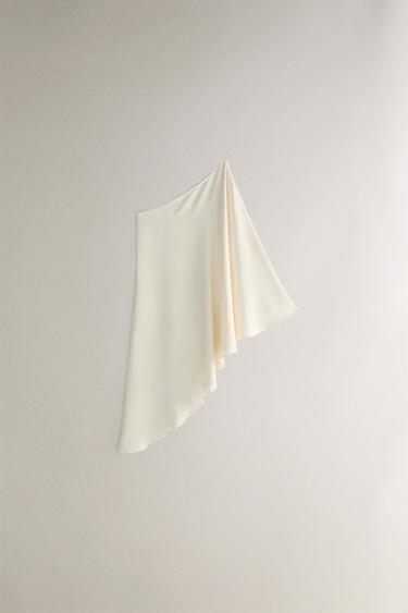 ASYMMETRIC SATEEN CAPE - Ecru by Zara