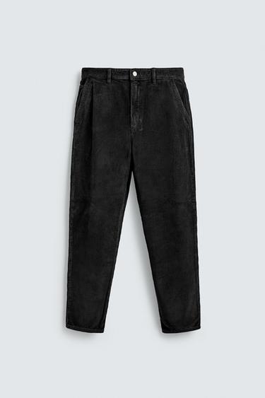 CARROT FIT CORDUROY TROUSERS - Black by Zara