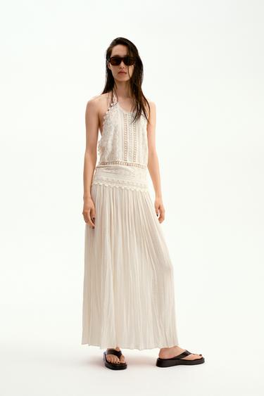 ZW COLLECTION LACE MIDI DRESS - Ecru by Zara