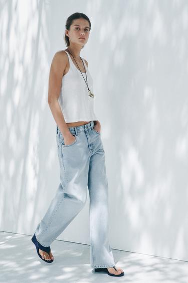 ZW COLLECTION TAPERED BALLOON LOW-RISE JEANS - Light blue by Zara