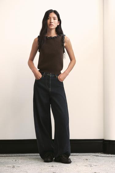 JEANS ZW COLLECTION BARREL MID-WAIST - Black by Zara