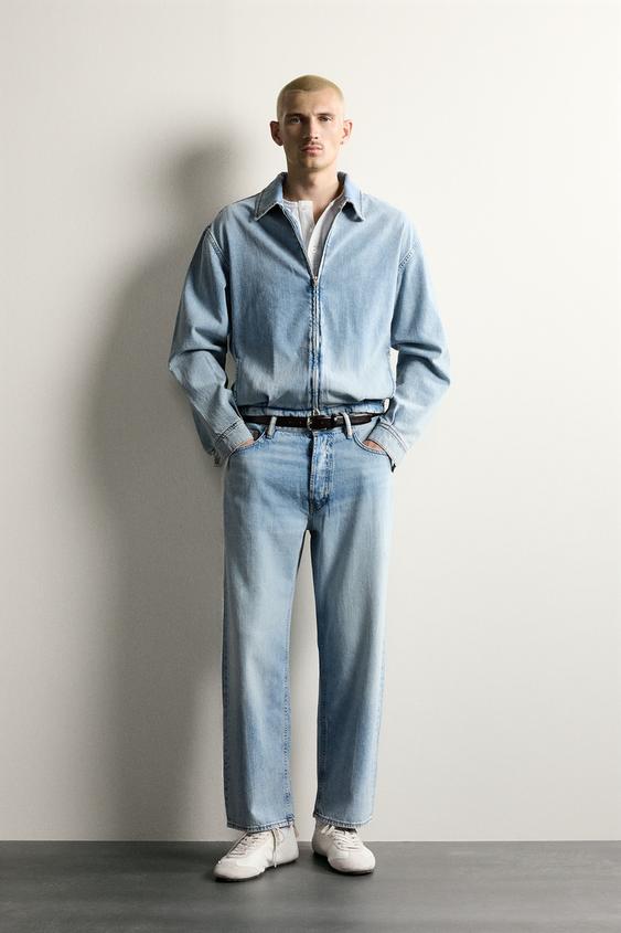 WASHED DENIM JACKET WITH ZIP - Light blue by Zara - Image 0
