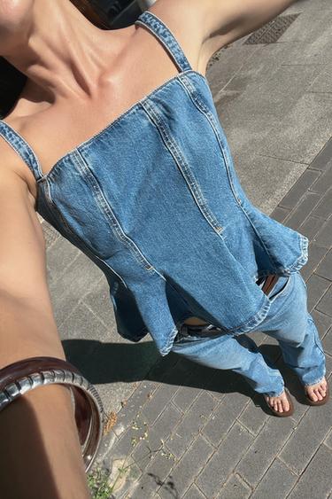 JEANS Z1975 90'S STRAIGHT HIGH-WAIST BELTED - Mid-blue by Zara