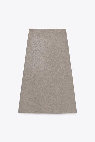 KNIT MIDI SKIRT - Sand / Marl by Zara
