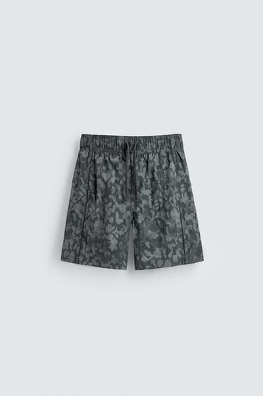 PRINTED LONG SWIMMING TRUNKS - Grey by Zara