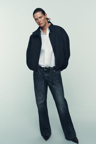 PINSTRIPE BOMBER JACKET - Navy / White by Zara