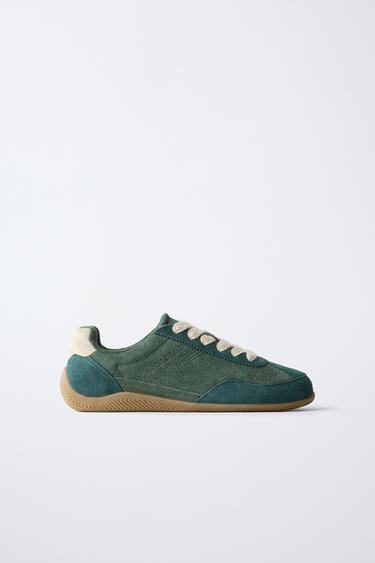 LEATHER TRAINERS - Green by Zara