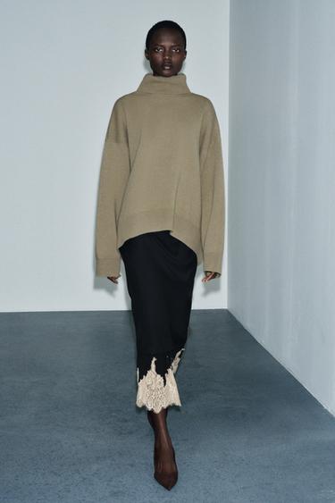 95% WOOL OVERSIZE JUMPER - Greenish by Zara