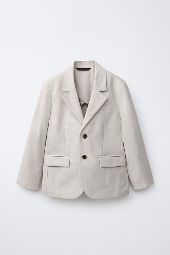 COTTON AND LINEN SUIT BLAZER - Ecru by Zara - Image 0