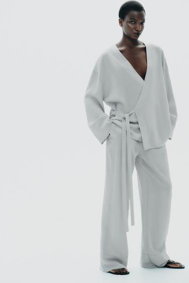 SIDE TIE KIMONO - Pearl marl by Zara - Image 0