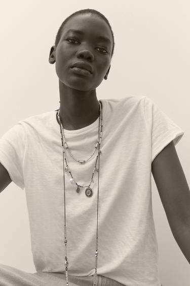 PACK OF 3 CORD NECKLACES WITH CHARMS AND JEWELS - Golden by Zara