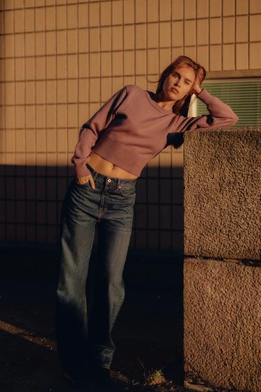 CROPPED PLAIN KNIT JUMPER - Lilac by Zara