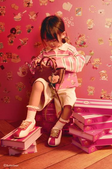 STRIPED KNITTED BUTTERBEAR © POLO SHIRT - Pink by Zara