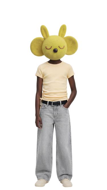 T-SHIRT WITH MODAL CUT-OUT BOWS - Yellow by Zara