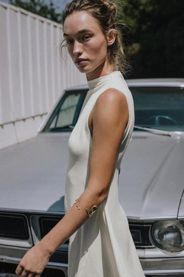 TEXTURED LONG DRESS - Ecru by Zara