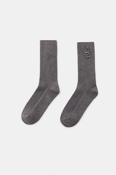 PLAIN JEWEL SOCKS - Grey by Zara