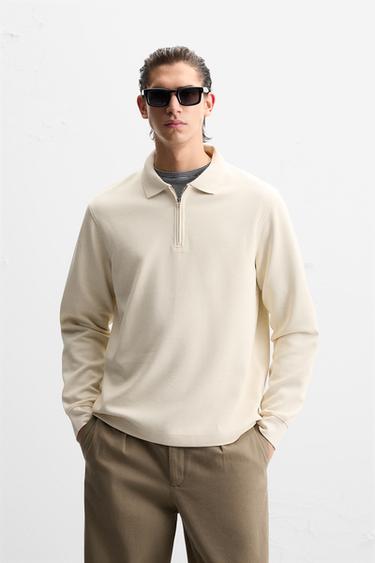 ZIP COLLAR POLO SHIRT - Oyster-white by Zara