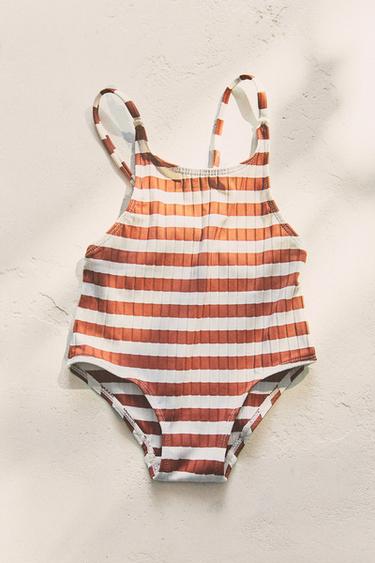 KIDS' STRIPED BEACH SWIMSUIT - Brick by Zara