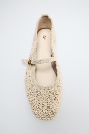 BRAIDED EFFECT FLAT BALLET FLATS - Ecru by Zara