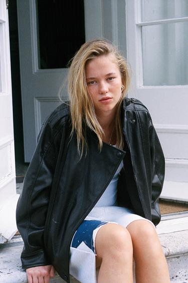 CROSSOVER LEATHER EFFECT JACKET - Black by Zara