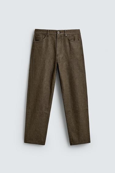 STRAIGHT-LEG JEANS - Light brown by Zara
