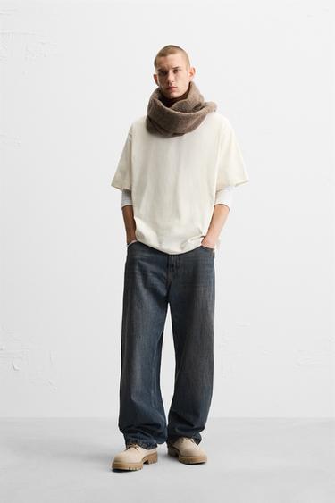 T-SHIRT WITH CONTRAST PATCH - Oyster-white by Zara - Image 0