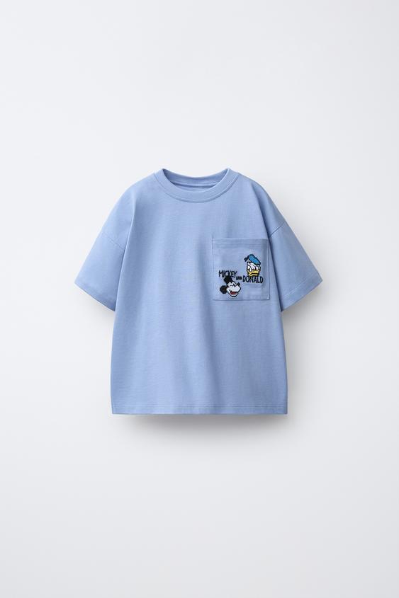 MICKEY MOUSE AND DONALD DUCK © DISNEY EMBROIDERED POCKET T-SHIRT - Blue by Zara - Image 0
