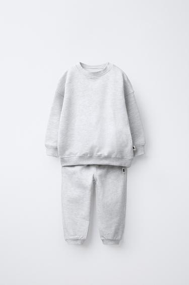 LABEL JOGGER SWEATSHIRT AND TROUSERS SET - Grey marl by Zara