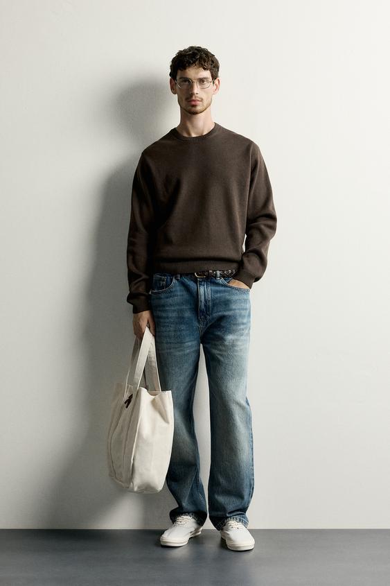 TEXTURED COTTON JUMPER - Chocolate by Zara - Image 0