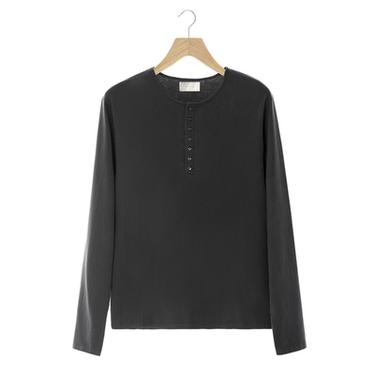 HENLEY NECK T-SHIRT - Dark grey by Zara