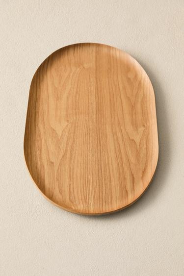 OVAL WOOD TRAY - Light beige by Zara