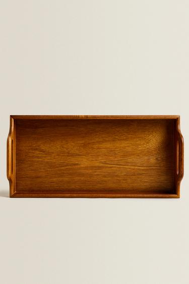 WOODEN TRAY WITH HANDLE - Light beige by Zara