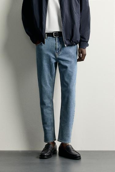 CROPPED SLIM FIT JEANS - Mid-blue by Zara
