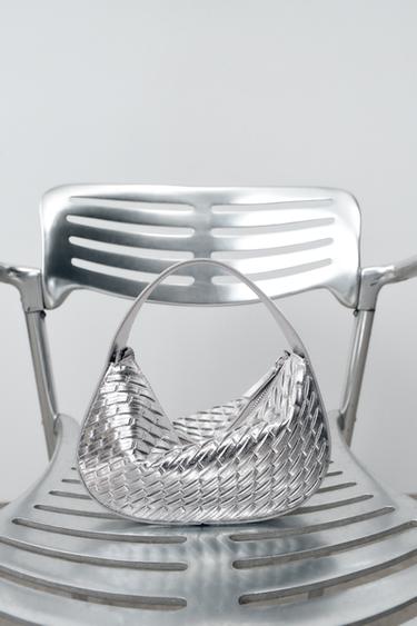BRAIDED-EFFECT HANDBAG - Silver by Zara