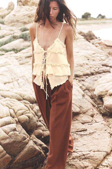 RUFFLED KNIT TOP - Butter by Zara