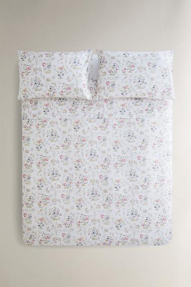 FLORAL SATEEN DUVET COVER - Oyster-white by Zara