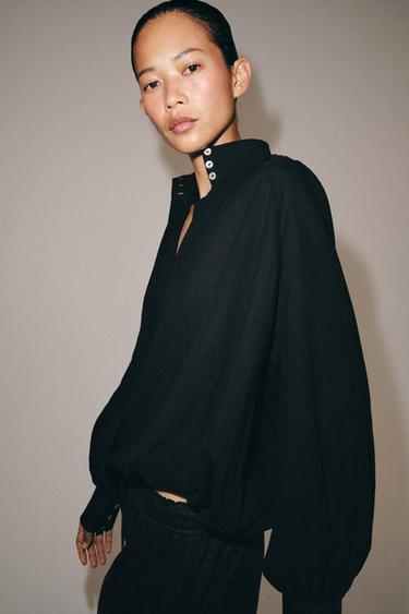 ZW COLLECTION HIGH NECK SHIRT - Black by Zara