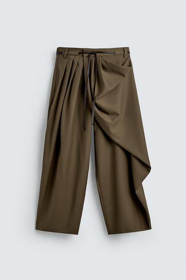 LIMITED EDITION DRAPED CROSSED TROUSERS - Caramel by Zara