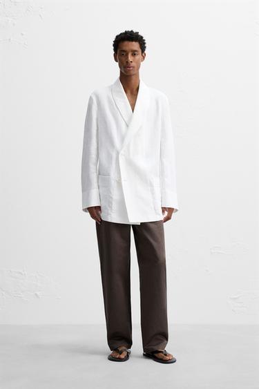 RELAXED FIT LINEN BLAZER - White by Zara - Image 0