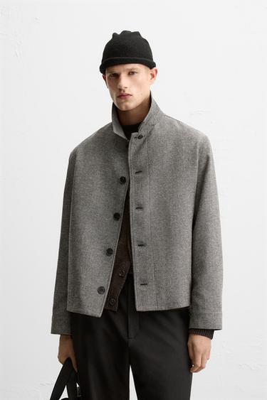 HERRINGBONE OVERSHIRT - Grey by Zara