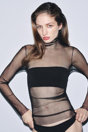 100% SILK TOP - Black by Zara