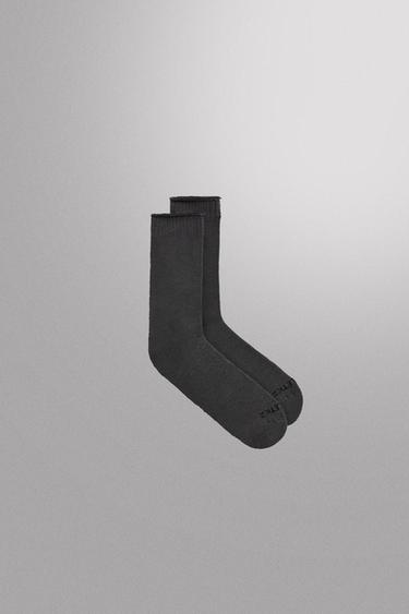 COTTON BLEND TERRY SOCKS - Grey by Zara