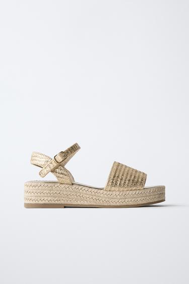 JUTE SANDALS - Gold by Zara