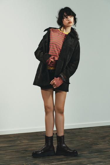 DISTRESSED-EFFECT PLATFORM ANKLE BOOTS - Brown by Zara