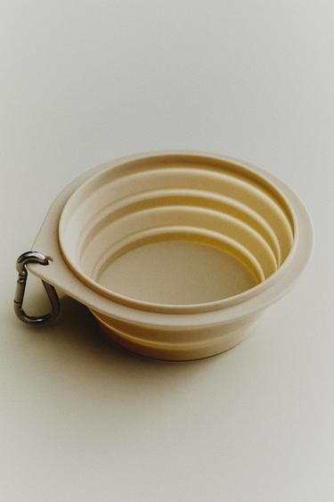 FOLDABLE SILICONE PET FOOD BOWL - Ecru by Zara